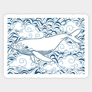 Magical Flying Whale Blue Clouds Blue Sky Dark Sticker
